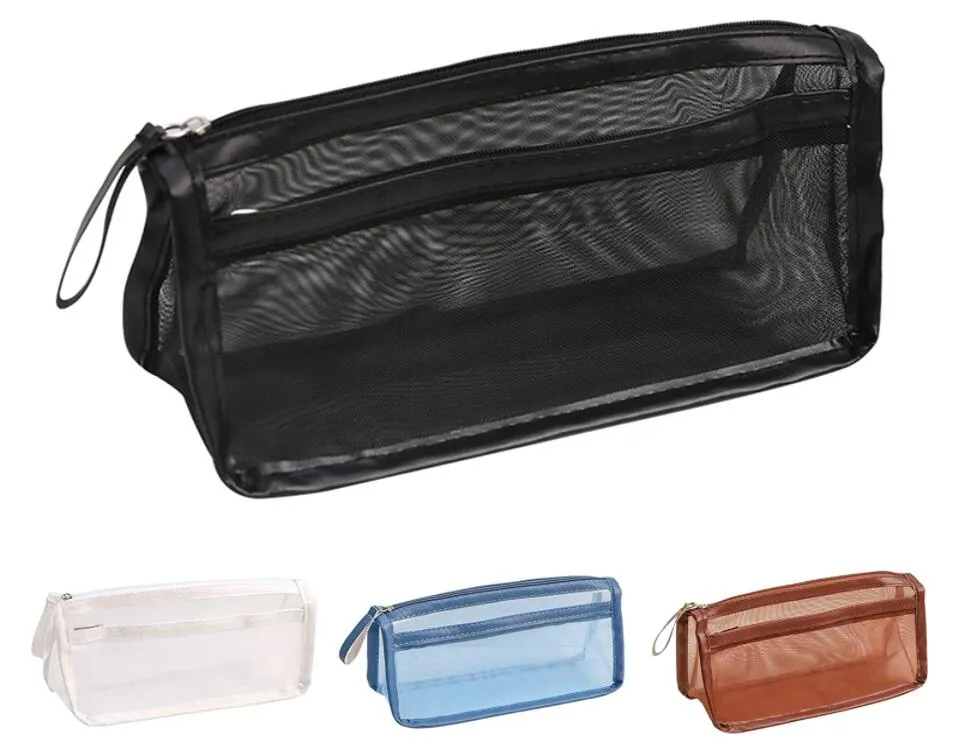 Sacs à enclos multifonctionnels sac à glissière Sacs en maille claire crayon organisateur organisateur cosmétique accessoires de voyage