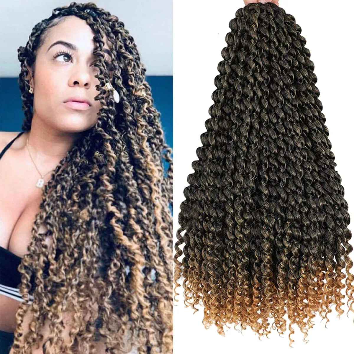 18 inç Tutku Twist Saç Su Dalgası Örgü Saçları 80G/PCS Kelebek tarzı tığ işi örgüler bohem saç uzantıları ls06