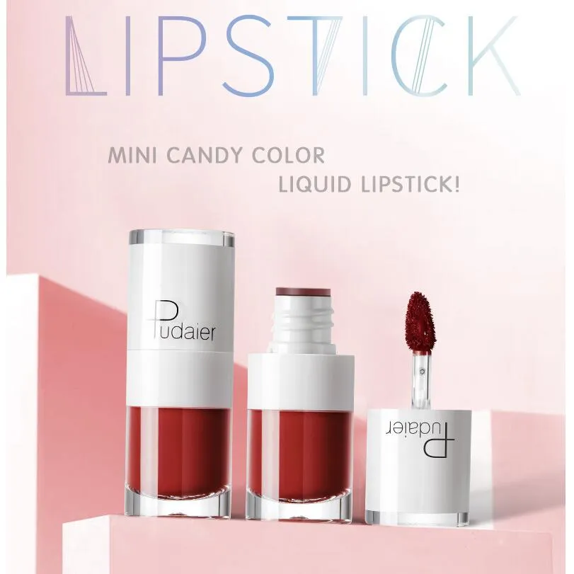 Pudaier Mini Candy Capsule Lip Gloss, à prova d'água Super Stay Stay Vinyl Longwear Long-Budge líquido Lipcolor Mini Capsules Lipstick de veludo, brilho instantâneo