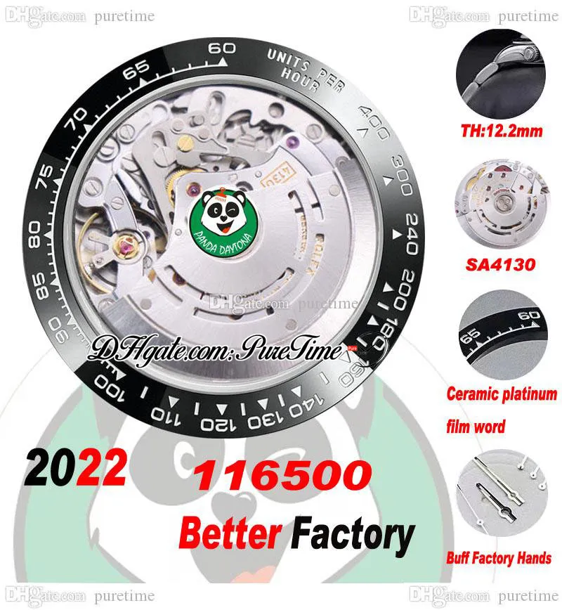 BTF Better Factory 116500 SA4130 Automatyczne chronograf męskie zegarek ceramika ramka czarna dial 904L stalowa bransoletka Super edycja TH: 12,2 mm Pureteime A1