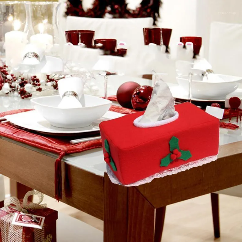 Tissue Boxes & Napkins Santa Claus Cover Christmas Home Dining Table Decor Kitchen Storage Napkin Dispenser Red Belt Buckle Car Paper Case