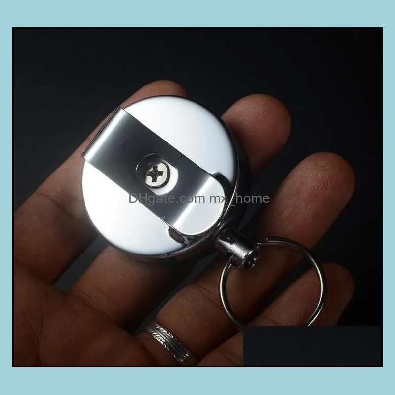 retractable metal card badge holder steel recoil ring belt clip pull key chain 1opg search  metal buckle gift sn2246