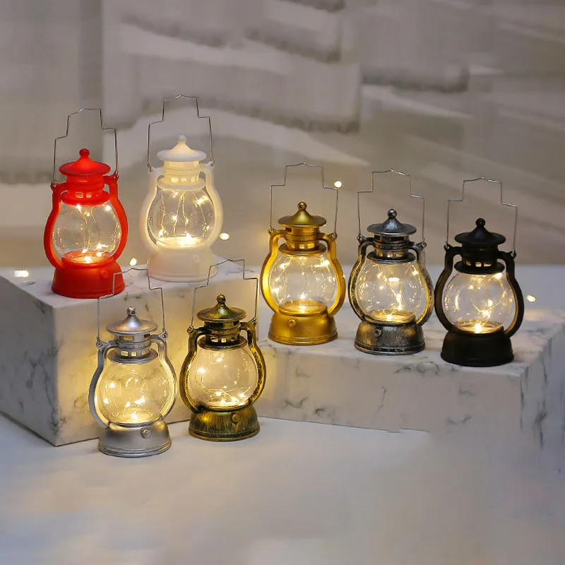크리스마스 장식 레트로 LED 램프 할로윈 교수형 장식품 작은 기름 램프 랜턴 크리스마스 공예품