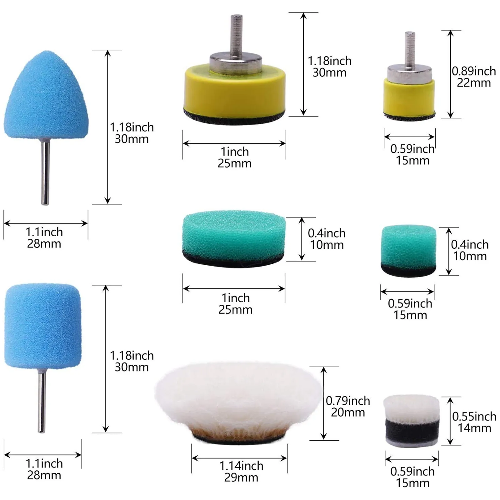 Mini tampons de polissage de détail, 22 pièces, tampons de polissage pour les détails, outils rotatifs, perceuse électrique sans fil