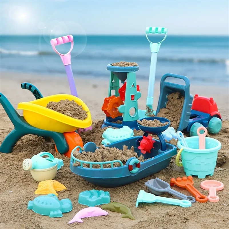 Beach Toys Sandbox silicone bucket and Sand toys Sandpit Outdoor Summer Game Play Cart Scoop Child shovel For Kids 220527