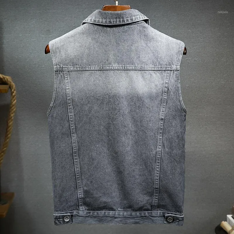 Grey denim vest mens hotsell