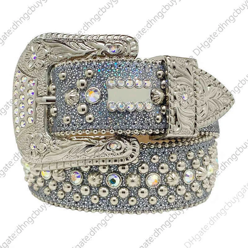 أحزمة نسائية مصمم حزام أزياء للنساء والرجال BB SIMON حجر الراين مع أحجار الراين بلينغ كهدية