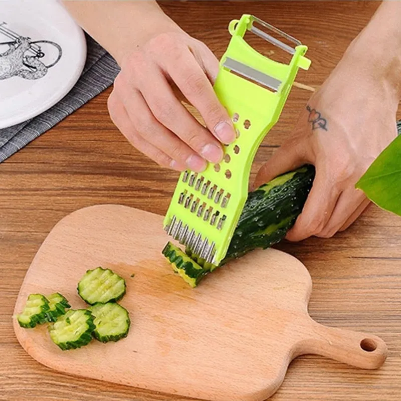 Pelador y rallador de acero inoxidable, rebanadores manuales, cortador de pepino, trituradora de cáscara de fruta y verdura, rebanador, accesorios de cocina F0704x