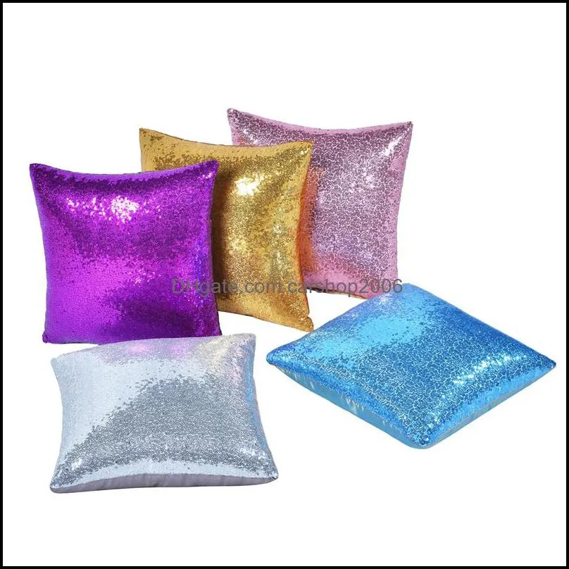 glitter sequins pillow case solid color cushion cover home car comfortable decor waist cushion cover pillowcase 11 colors wq280