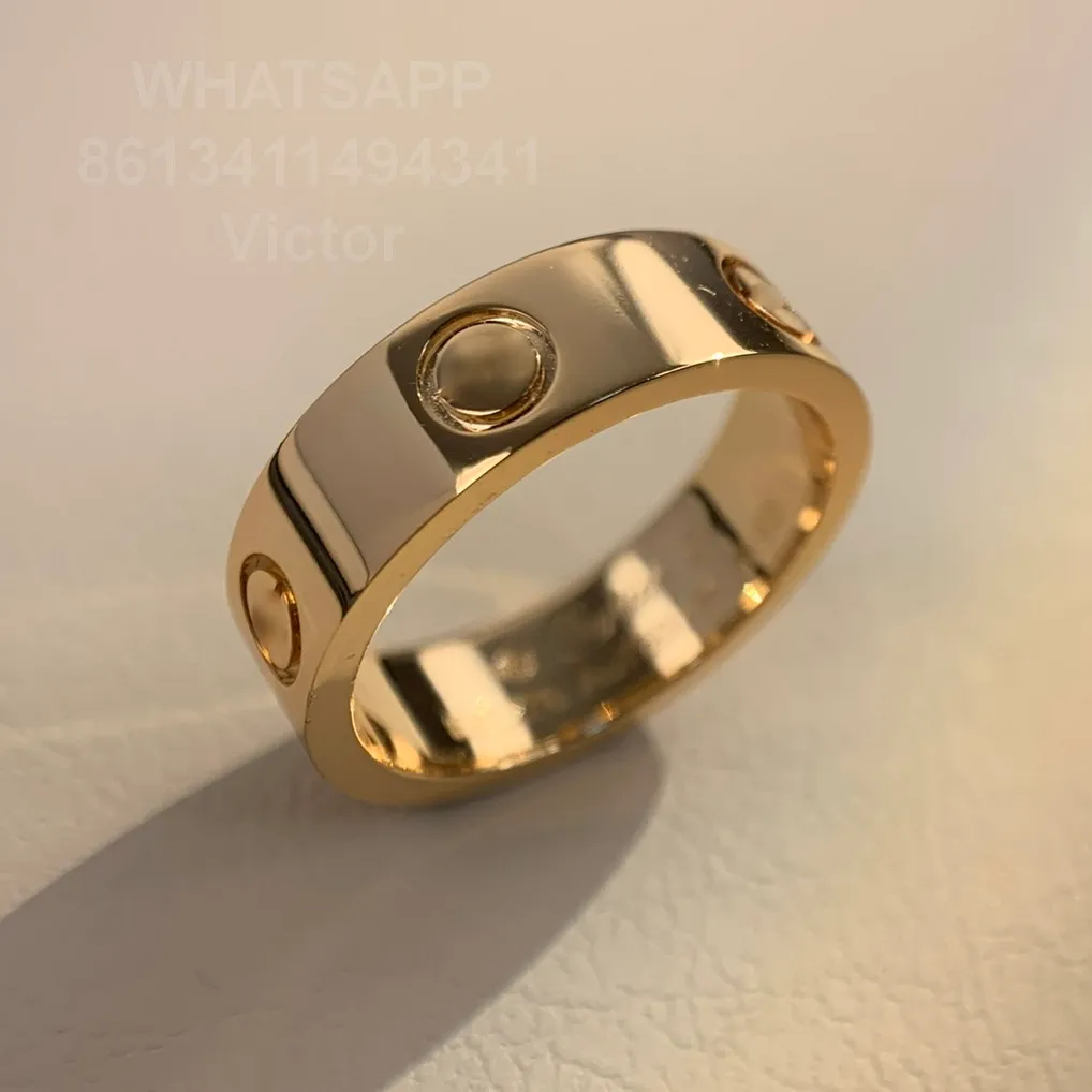 5 5mm TOP Love ring V oro 18K misura USA non tramonterà mai fede nuziale riproduzioni ufficiali del marchio di lusso Con scatola coppia anelli Prem265y