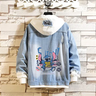 Mens Hooded Jackets Sale Slim Fit Denim Jacket Trendy Streetwear