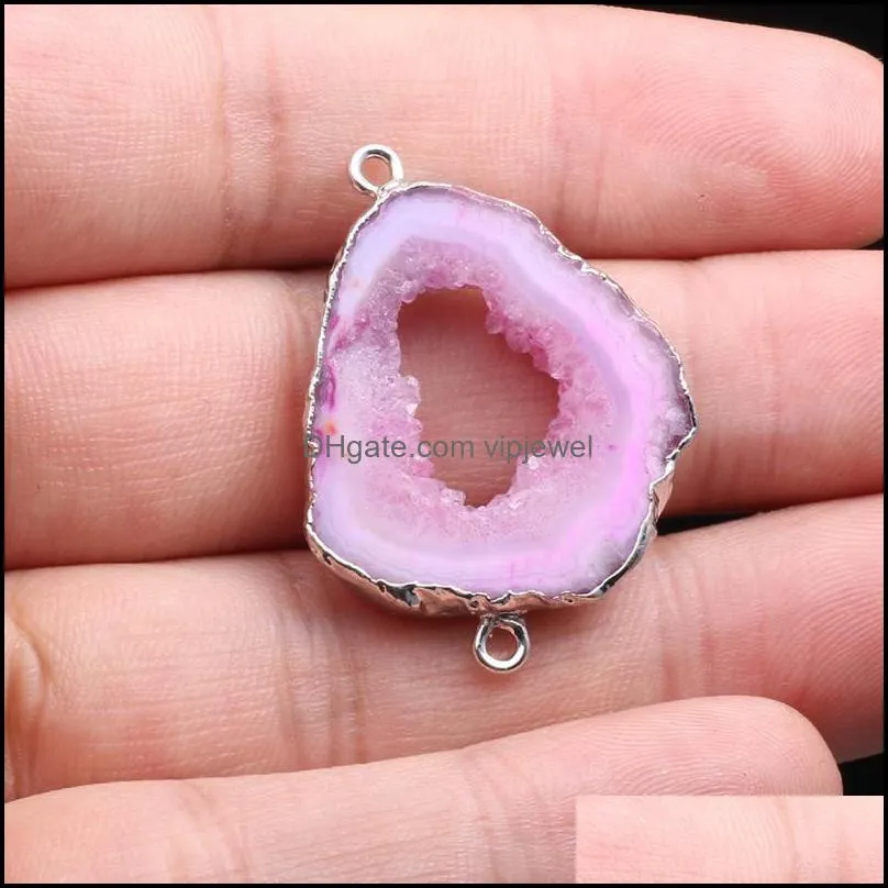 pendant necklaces natural stone gem silver plated irregular agate handmade crafts diy necklace sweater chain jewelry accessories gift