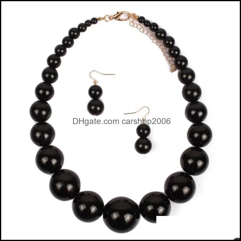 large man-made pearl handmade beaded necklaces chokers earring sets for women girl party club wedding birthday fashion jewelry