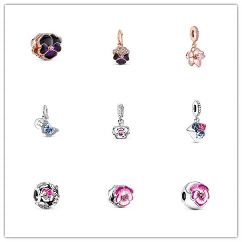 Designer Flower Beaded Flower Charm For Pandora Bracelet Sterling