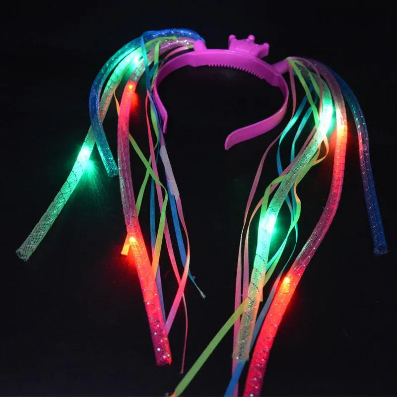 Party Decoration Rave Lights Braids Crown Headband LED Hair Band Carnival Bar Gift Cosplay Birthday Wedding Luminous Festival CostumeParty