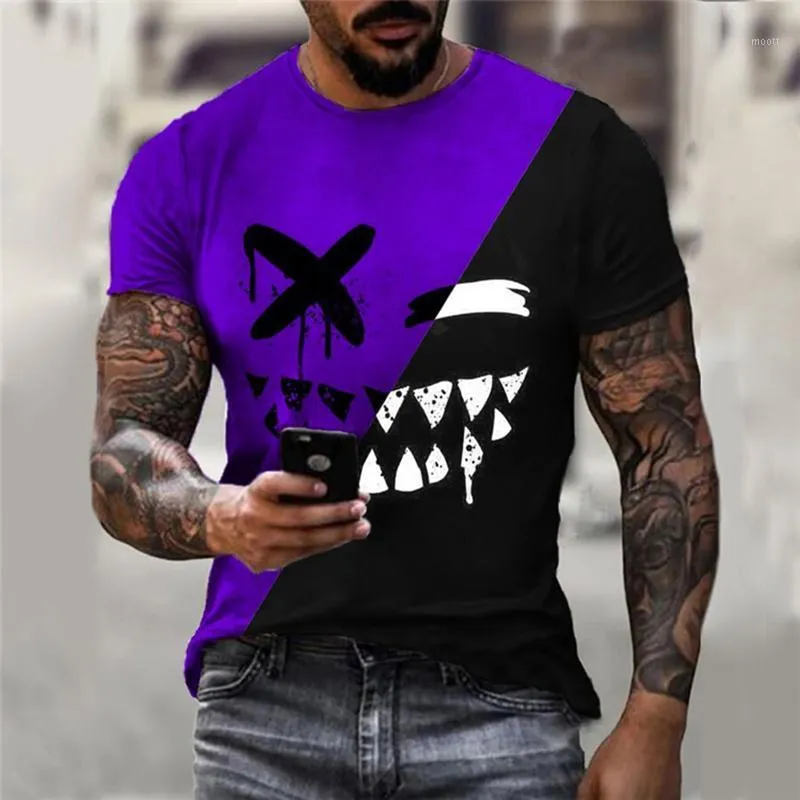 T-shirt da uomo 2022 Estate Stampa 3D Devil Smiles Moda Casual Girocollo Hip Hop T-shirt a maniche corte 130-6XL