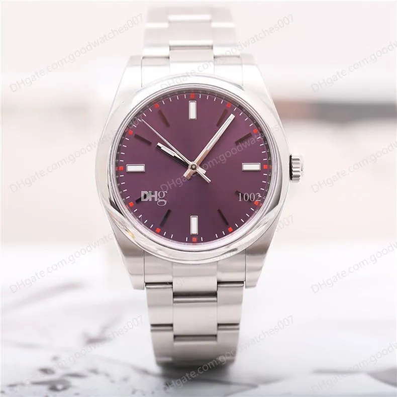Watch BP Factory عالية الجودة 2813 Sports Automatic Mechanical Fashion Watches 114300 39 MM اللون الأحمر العنب الرائع حزام الفولاذ المقاوم للصدأ