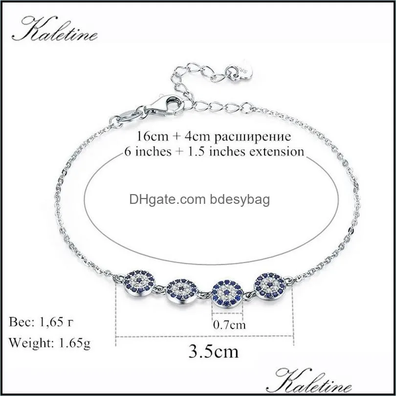 kaletine 925 sterling fashion turkey lucky evil eye cubic zirconia genuine silver jewelry for bracelet women