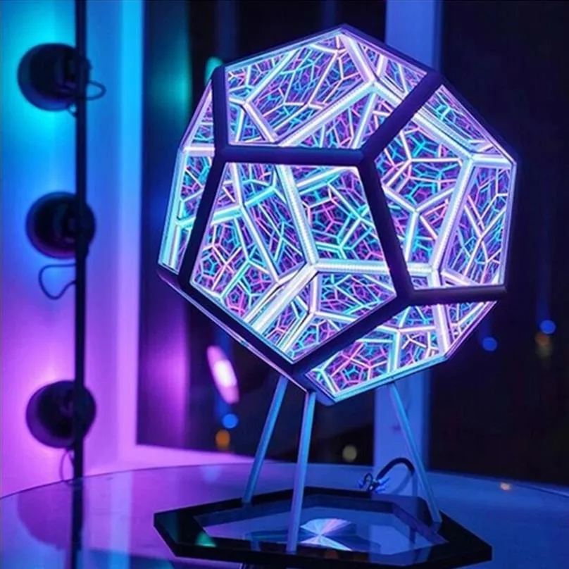 Infinity dodecaèdre lampe créative couleur cool art nocturne lumière décoration de Noël lit