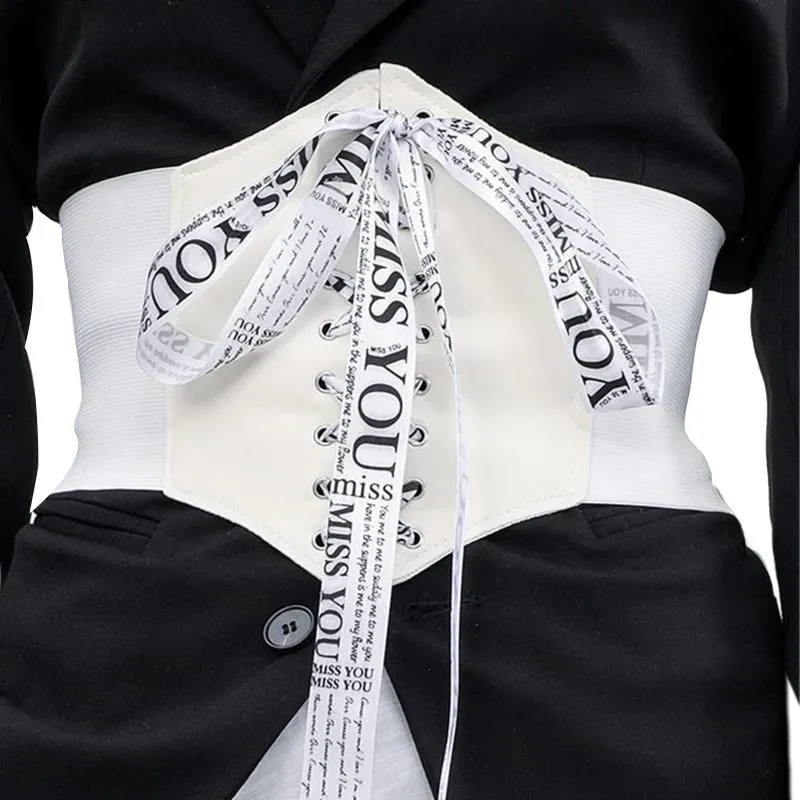 Ceintures élégantes couleur blanche taille formateur femmes Corset Cincher corps Shaper ceinture tondeuse décorations avec lettre ceintures