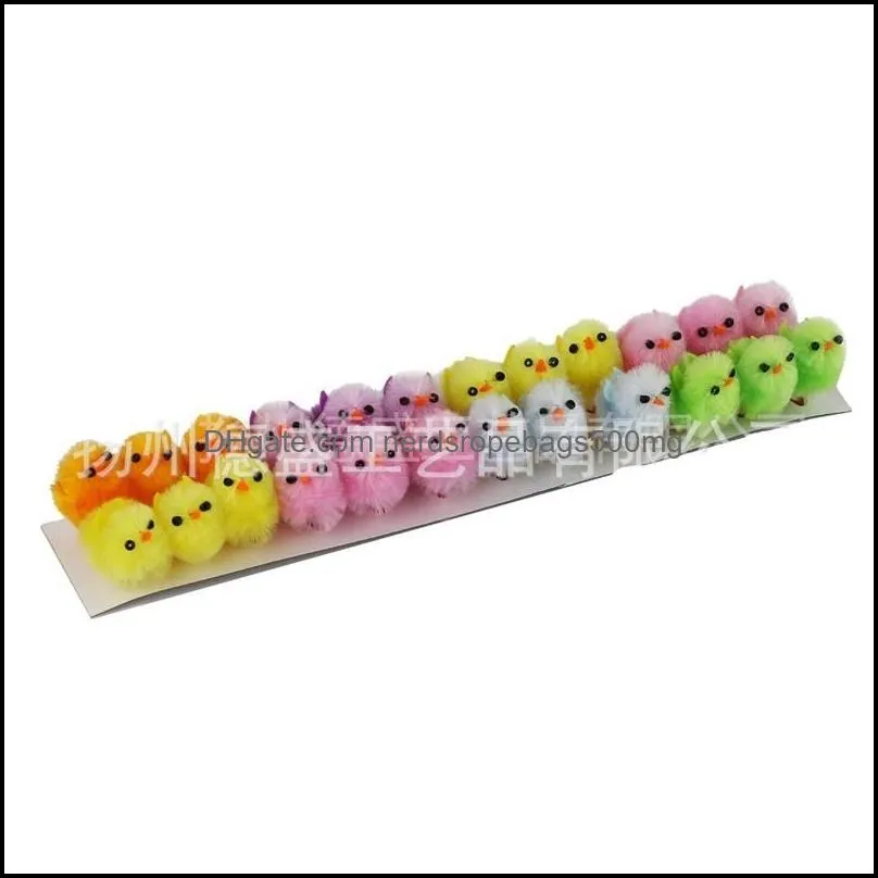 Party Supplies 36pcs Mini Easter Chick Simulation Cute Colorful Chicks Baby Chicks for Easters Egg Bonnet Decoration 164 N2