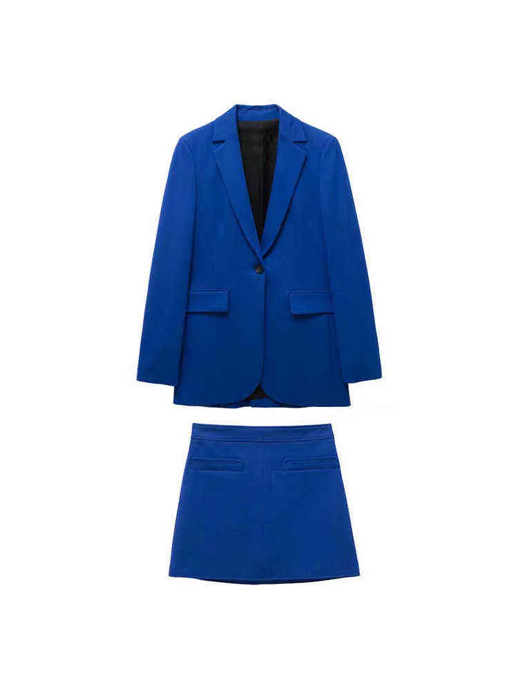 YLJHQX printemps nouveau banlieusard décontracté un bouton costume veste et Mini jupe Blazer deux pièces ensemble pour les femmes L220725