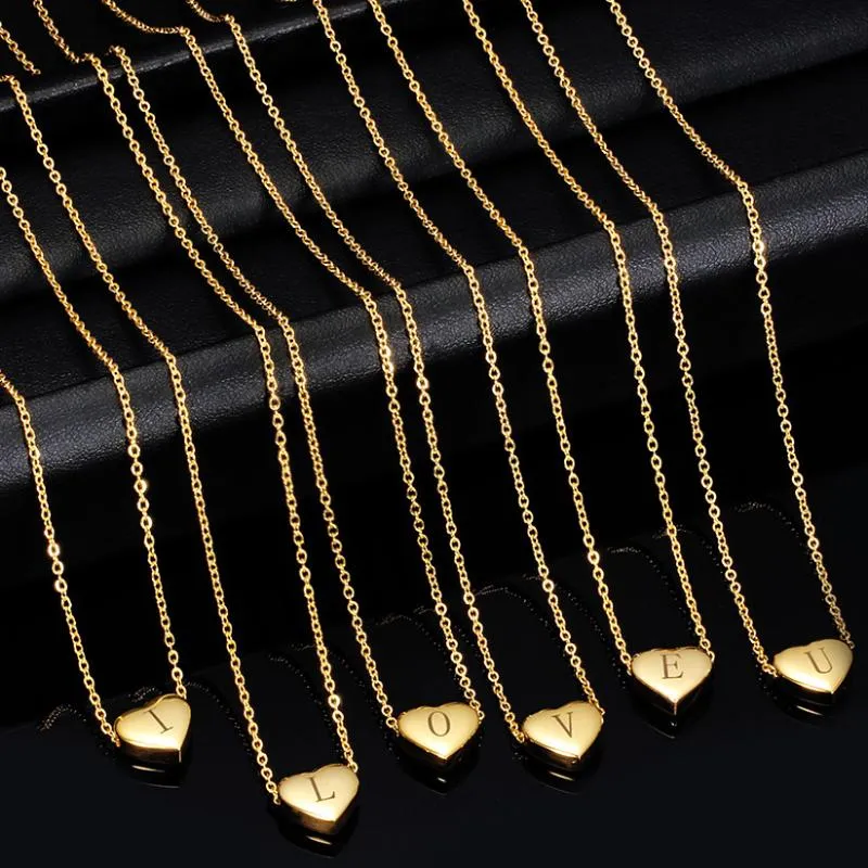 Colares pendentes Colar de aço inoxidável de moda para mulheres garotas crianças joias cor ouro colo inicial colarcoppender