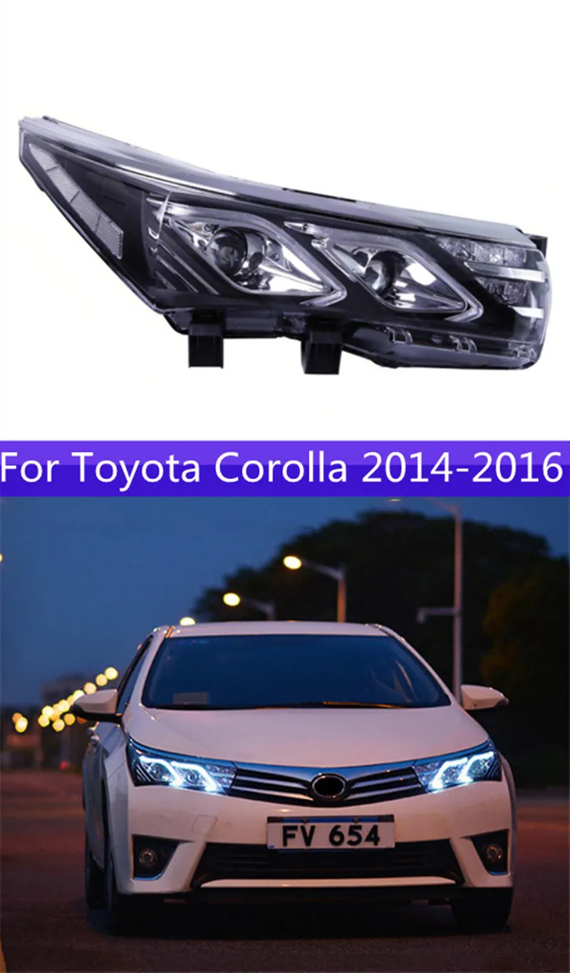 Automobiles hoofdlamp voor Corolla LED-koplamp 14-16 Koplampen Toyota DRL Turn Signal Angel Eye Projector Lens