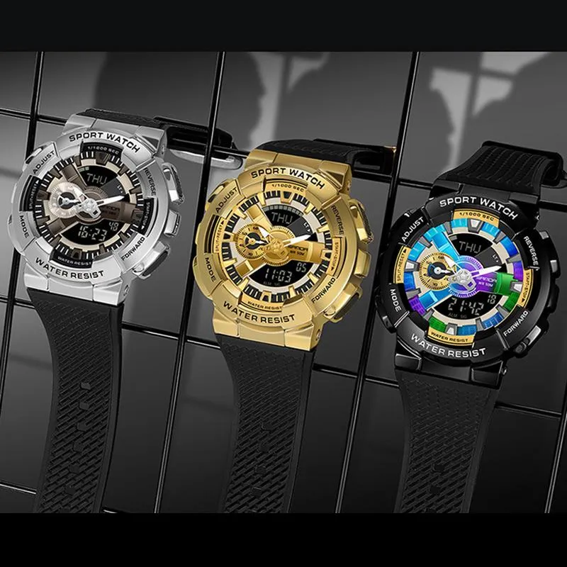 Polshorloges sport elektronisch horloge voor mannen dames chronograaf kalender luminous paar modeontwerp uit deur