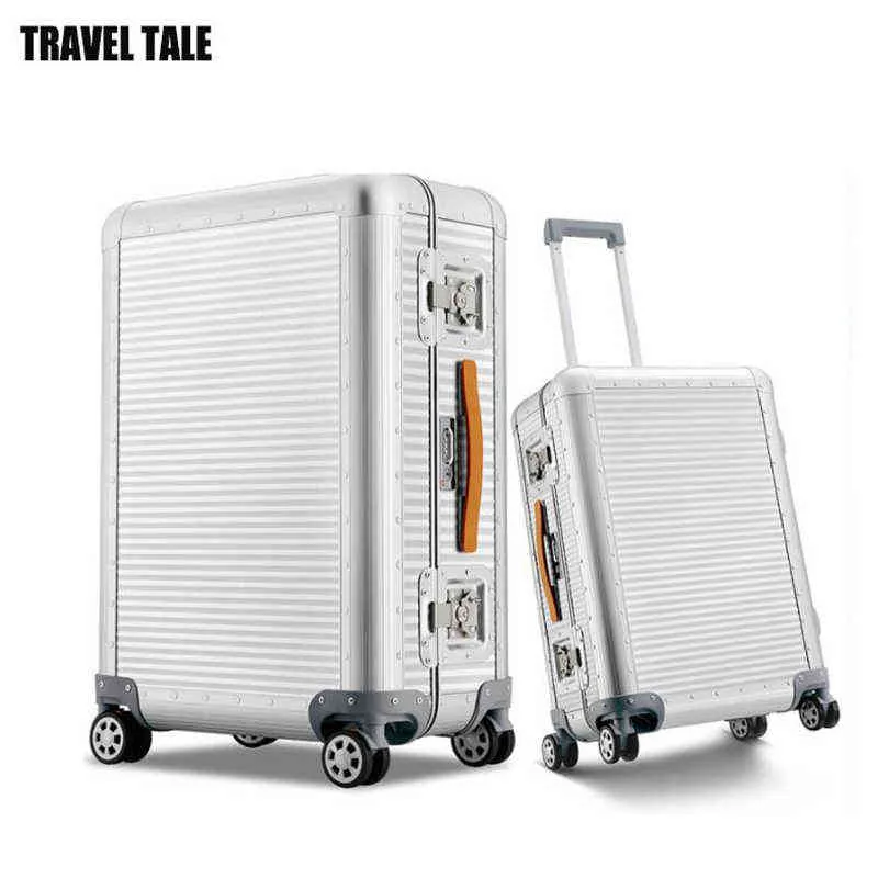 TRAVEL TALE inch Aluminum suitcase spinner hand luggage travel trolley bags J220708 J220708