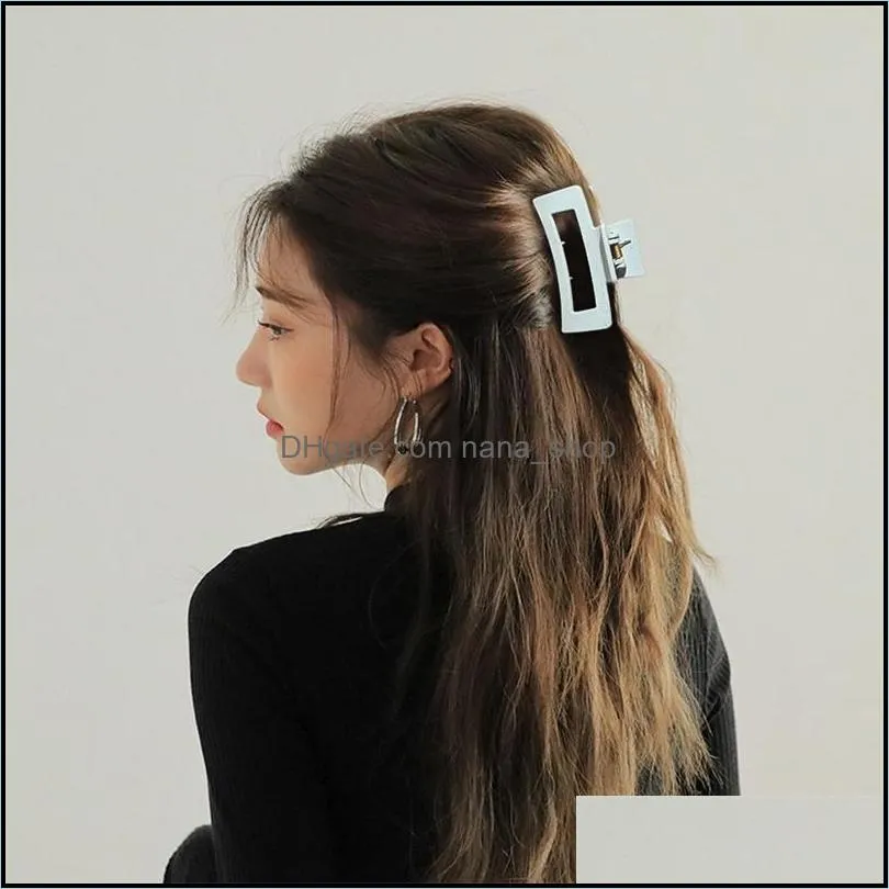 New Simple Women Hair Clips Large Geometric Hairpin Crab Solid Color Hair Claw Clips for Women Hair Accessories 10 W2