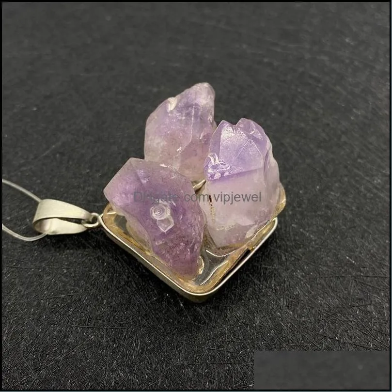 charms fashion natural stone irregular pendant 29x39mm amethyst citrine charm jewelry diy men`s and women`s necklace earring accesso