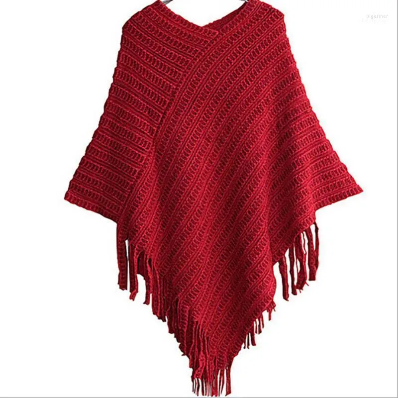 Partihandel-2022 Kvinnliga damer Cape Coat Fringe Poncho Oblique Stripe Bohemian Shawl Scarf ZT1 FG3 Olga22