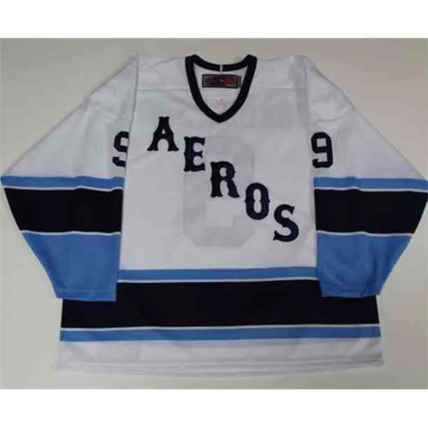 THR 9 Горди Howe Houston Eros Eros Hockey Jersey Mens вышивка сшитая настроить любое количество и название майки