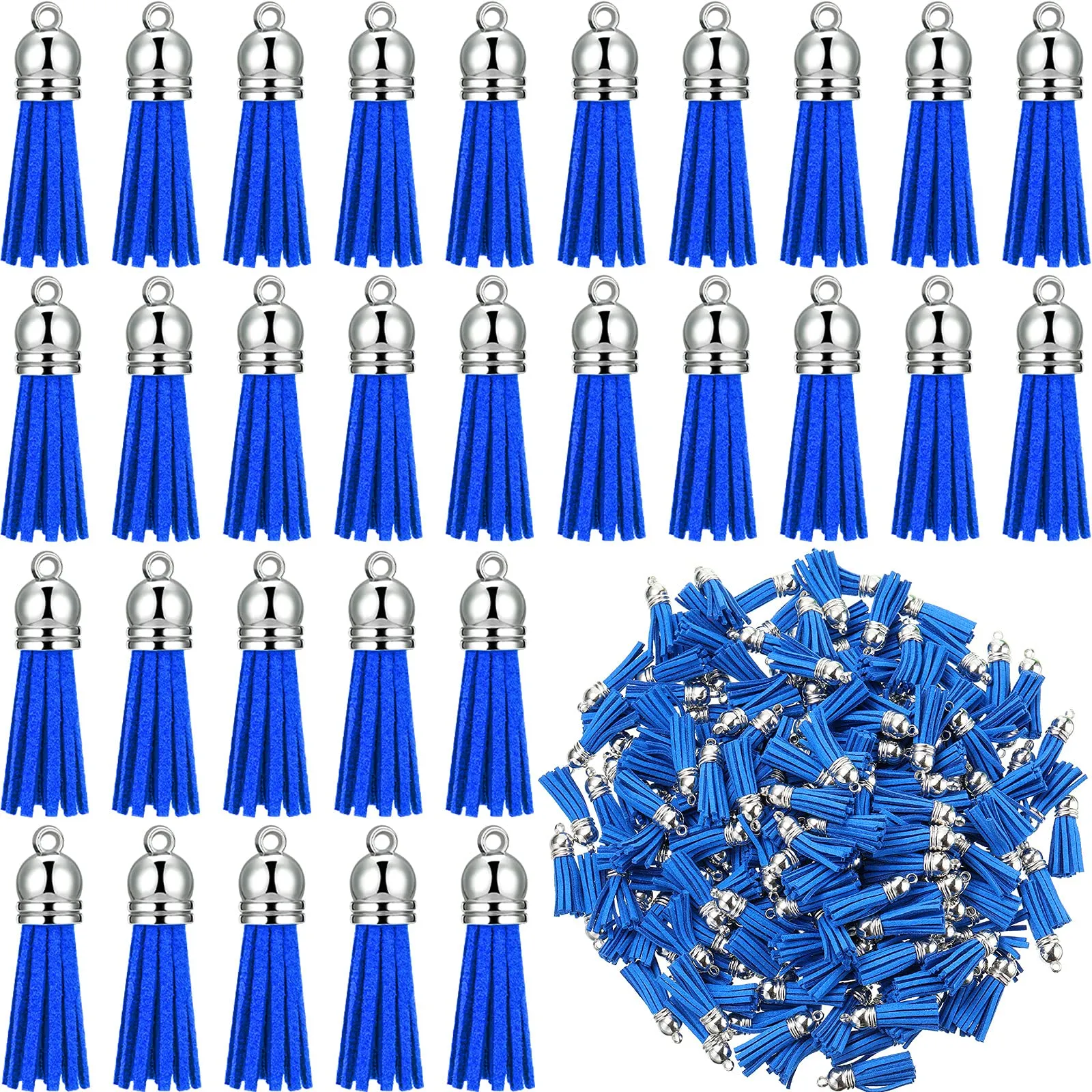Charms Keychain Tassels Faux Suede Leather Tassel Pendants Decoration With Loop For Diy Crafts Making Supplies Blue amevw