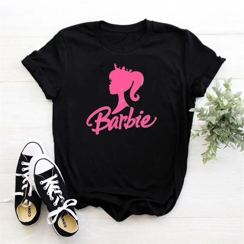 Bella Ragazza Profilo Viso Modello Maglietta Delle Donne Casual O-Collo T-Shirt Femme Allentato Camiseta Mujer Vintage Harajuku Maglietta Delle Donne 220408