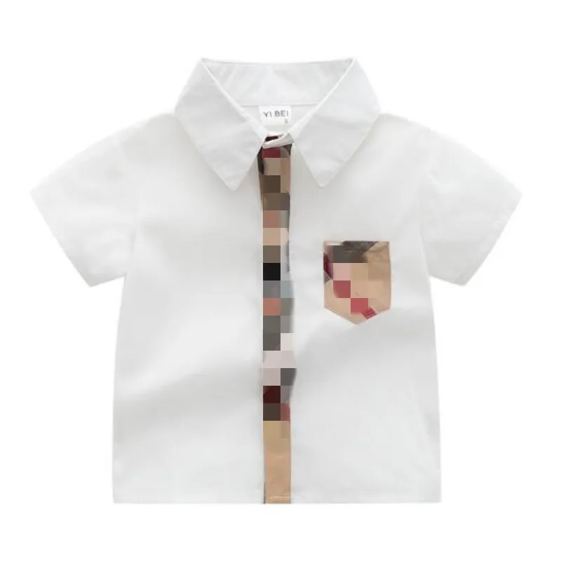 Camiseta infantil de novo 2022 Summer moda de lapela branca manga curta meninos garotas camisetas infantis camiseta de alta qualidade roupas infantis
