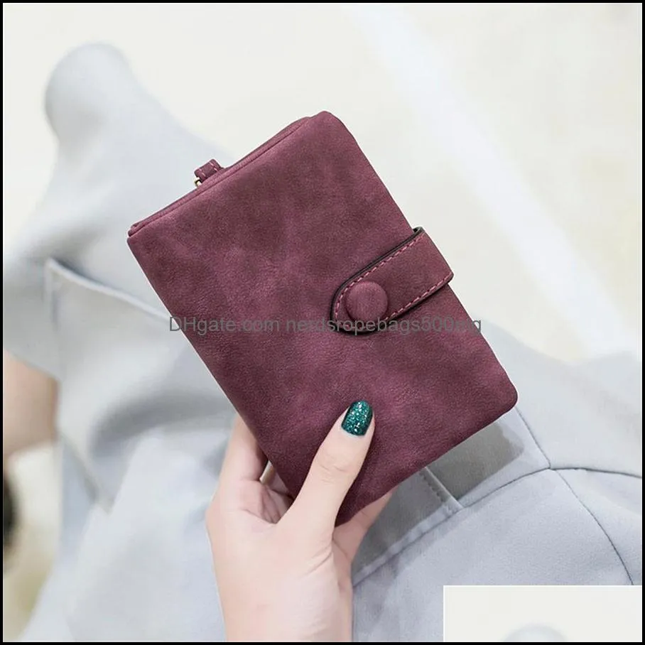 Party Favor Frosted wallet women`s short Korean version student small  and cute tri-fold multi-card