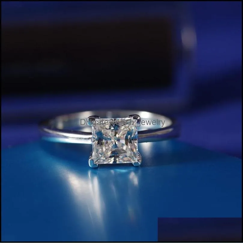 classic fashion ladies single stone designs sterling silver 925 princess cut cz diamond eternity diamond engagement ring