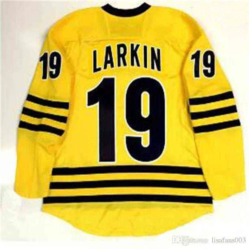 Custom Michigan Wolverines Colleage Hockey Jerseys Any Name Number Yellow 19 LARKIN 13 Zach Werenski 10 WILL LOCKWOOD 33 JOSEPH CECCONI