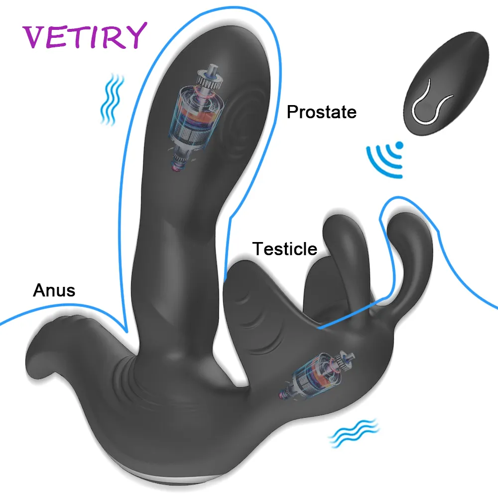 肛門バイブレーター雄の前立腺精巣陰嚢マッサージワイヤレスリモートコントロールプラグプラグシリコンバットセクシーなおもちゃゲイ