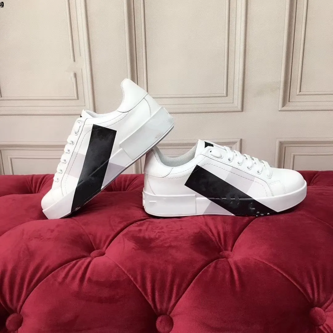 The New Fashion Women Shoes Men skórzana platforma w górę nad rozmiarem Sole Sneakers White Black Casual HC1909001