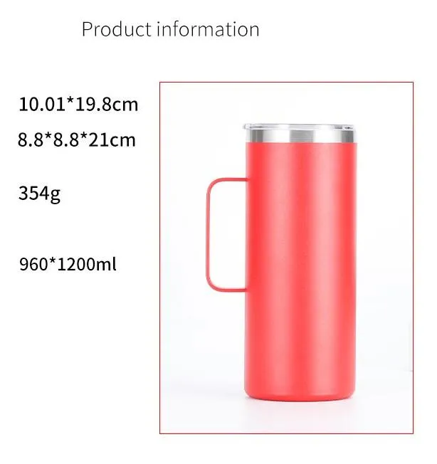 32oz Leak Proof Insulated Coffee Mug With Handle And Lids Stainless Steel Travel Tumbler Mug 40oz Free DHL SHip HH22-36