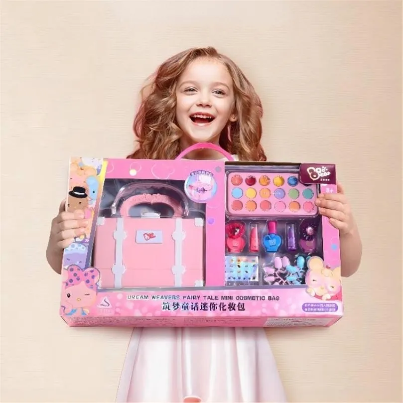 Children Makeup Set Cosmetic Simulation Pretend Play Toys Lipstick Nail Polish Bag Educational Toys Birthday Gift For Ingenious 220725