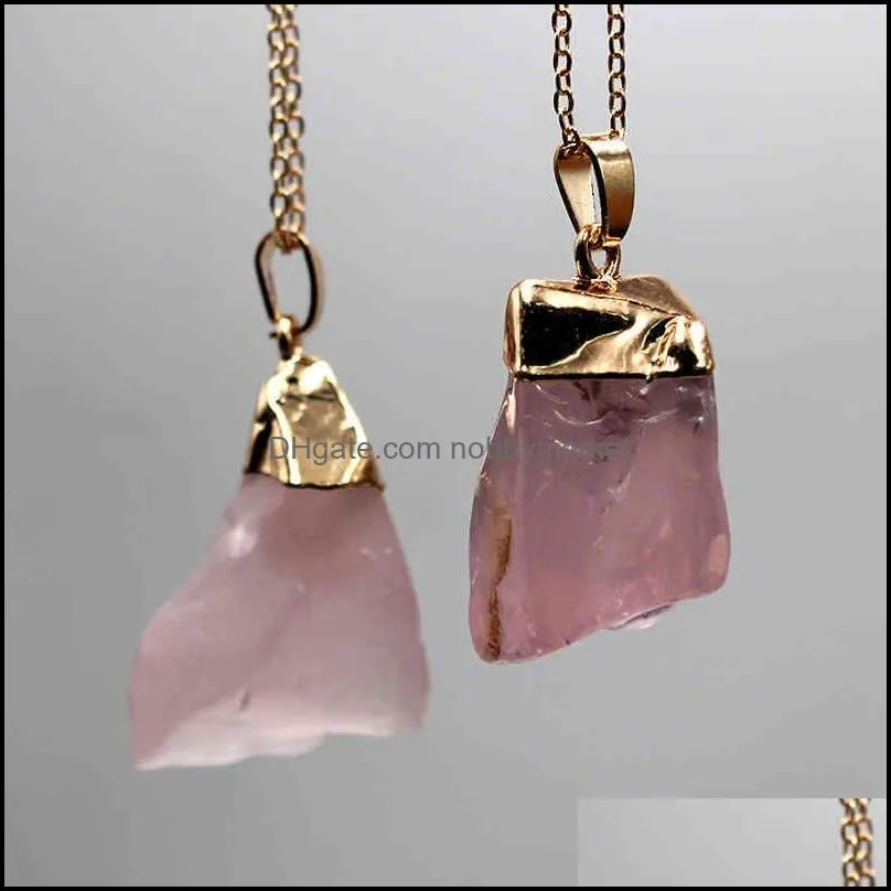 Crystal original stone pendant irregular crystal gold-plated necklace colored natural DIY accessories