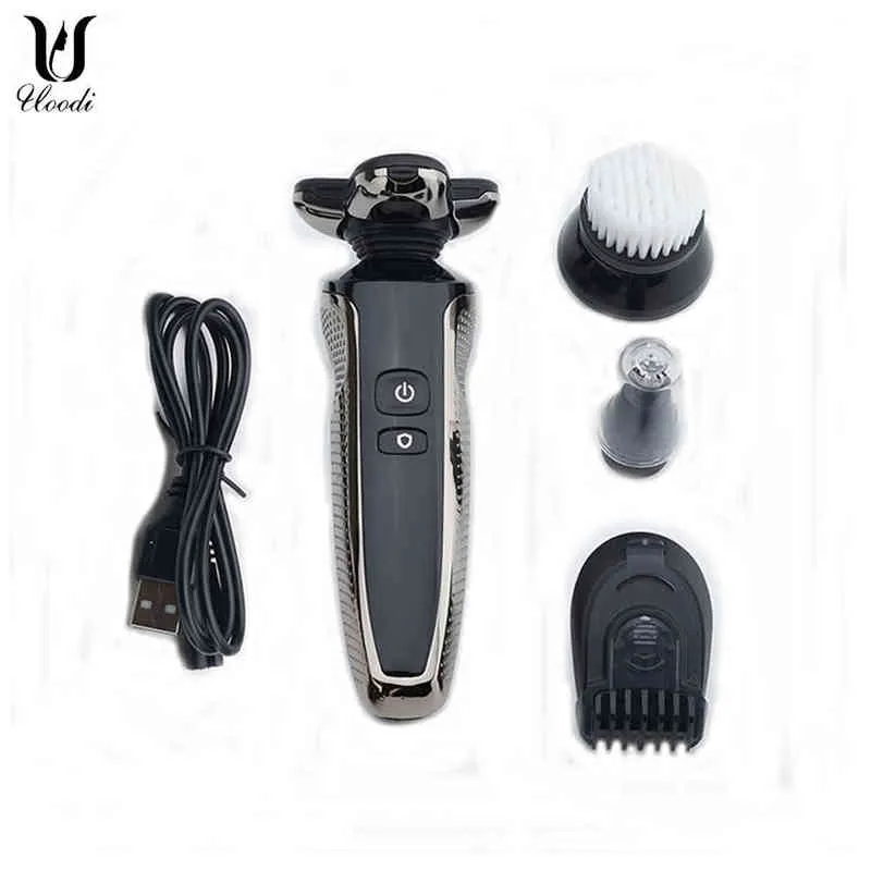 100 - 240V Rechargeable Electric Shaver Triple Floating Heads Trimmer Whole Body Washing Four Blade Face Male Cn(Origin) 85mins 0506