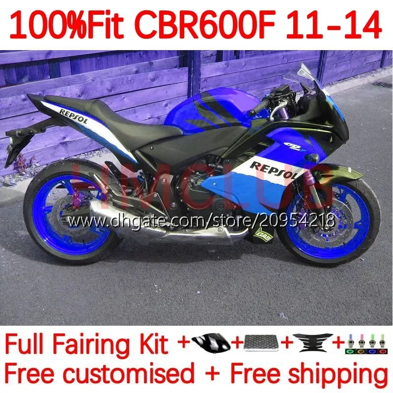 مجموعة جسم OEM لـ Honda CBR 600 F 600F C CBR600 F F4I 11-14 سنوات هيئة العمل 139NO.70 CBR600F 11 12 13 14 CBR600F4I 2011 2012 2013 2014 Injection Mould Failings Resol Blue