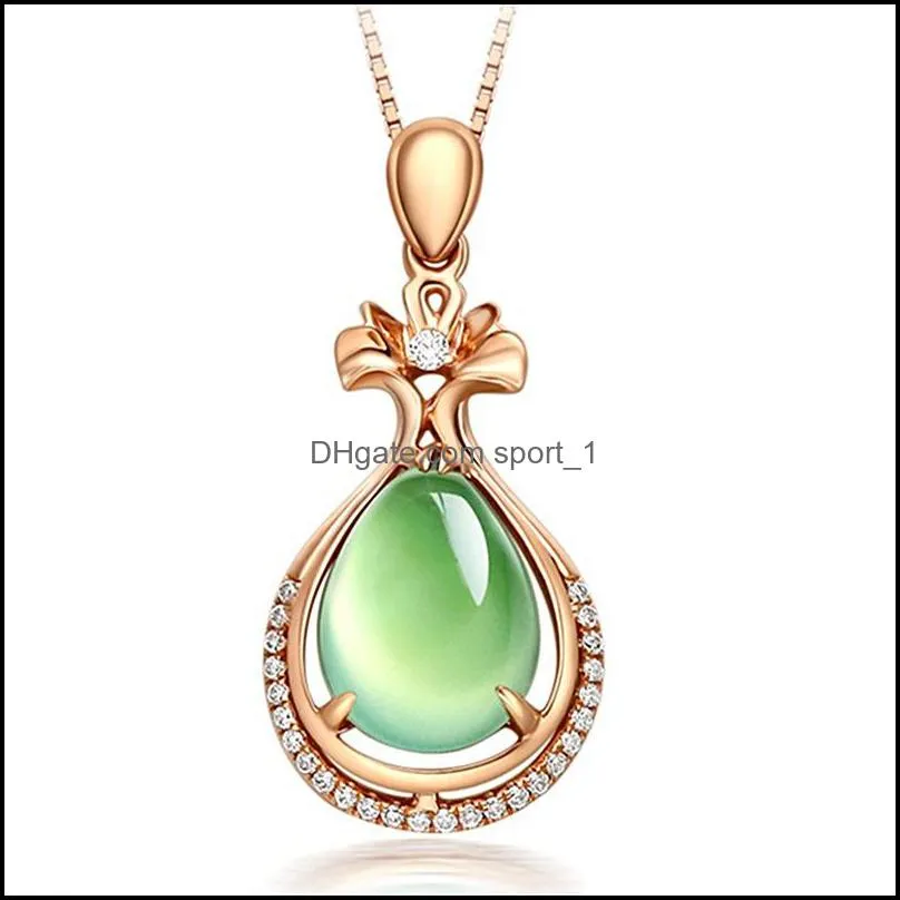 natural grape green stone pendants necklaces for women jewelry rose gold necklace fashion link chains charm necklace