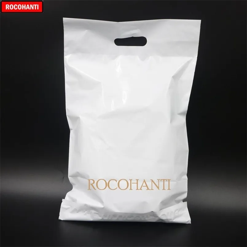 100X Custom Printing Poly Mailers With Handle Plastic Mailing Bag lopes Courier Gift Packaging Bags for Carry 220704