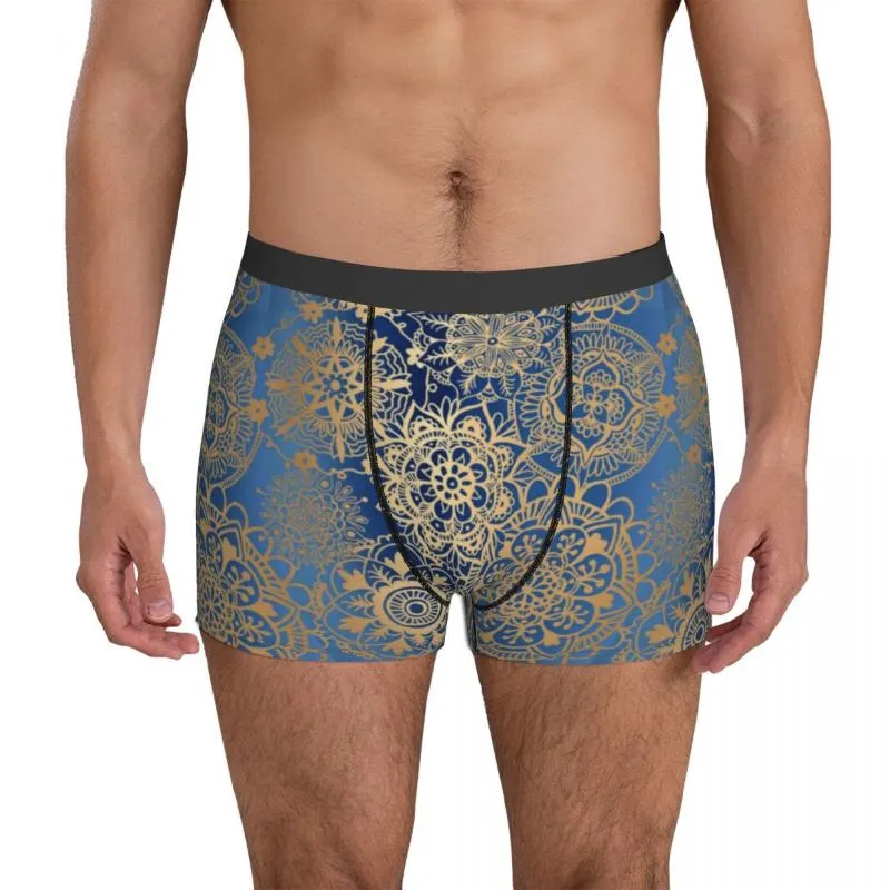 Onderbroek Vintage Metallic Print Underwear Gold Mandala Patroon Boxer Shorts Hoge kwaliteit Heren slipjes Stretch Briefs GiftunPants